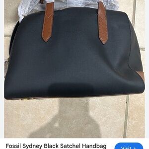 Fossil Black and Brown Two-Way Satchel